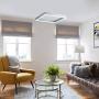 Royal Pearl Modern LED Pendant Light Dimmable Comtemporary Chandelier Adjustable 1 Square Pendant Lighting for Living Room Dining Room Kitchen, Cool White 6000K, Silver