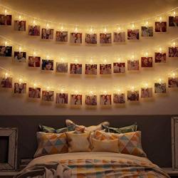 ANJAYLIA LED Fairy String Lights with Clips Battery Operated Photo Clip String Lights, 16.4ft 40LED Hanging Polaroid Pictures Photos, Ideal Gift for Her Christmas Dorms Bedroom Decoration