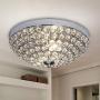 SOTTAE European 2 Lights Bowl Shape Flush Mount Chrome Finish Modern Crystal Chandelier Ceiling Light, Crystal Ceiling Light for Bedroom Living Room(15# Size Bead)