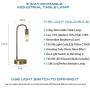 Keymit 3 Way Dimmable LED Edison Industrial Lamp, Matte Brass Bedside Lamp, Minimalist Table Lamp for Bedroom Living Room, Nightstand, T45 8W Light Gold LED Filament Tubular Bulb Included