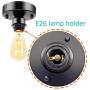 Matte Black Finish E26 E27 Semi Flush Mount Ceiling Light, DIY Farmhouse Light Fixture, Retro Black Industrial Ceiling Light Fixture for Hallway Stairway Bedroom Kitchen, Bulb Not Included (2 Pack)