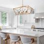 KSANA Gold Chandelier, Modern Island Lights for Kitchen, 6-Light Linear Chandeliers for Dining Rooms, 23.5“ Medium Rectangle Metal Light Fixture