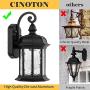 Dusk to Dawn Outdoor Wall Lighting, Outdoor Wall Lantern with Water Ripple Glass Waterproof Wall Sconce for Porch, Front Door, Patio or Garage