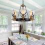 Weesalife Industrial Style 6-Lights Chandeliers, Vintage Car Lamp Pendant Lighting, Black and Oil Rubbed Bronze Metal, for Dining Room, Living Room, Kitchen Island, Hotel, Cafe, Bar, Restaurant