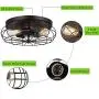 LOKHOM Industrial Semi Flush Mount Ceiling Light, Oil Rubbed Finish, 3-Light Rustic Metal Cage Kitchen Ceiling Light Fixture for Farmhouse Living Room Dining Room Bedroom Hallway, E26, Black