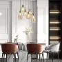 SAM Vintage Kitchen Chandelier, 6-Lights Island Cognac Glass Cluster Pendant Chandelier Antique, Antique Black Finish Ceiling Lights for Dining Room, Cafe, Antique Black Glass Light