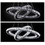 TongLan LED Modern Crystal Chandelier 19.7 x 11.8 inches Ceiling Pendant Light 2 Rings Adjustable Stainless Steel Lighting Fixtures Dining Room Living Room (White)