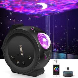 Jomst Star projector,3 in 1 Ocean Wave,Moon and Star Night Light Projector,with Intelligent Control,Timing setting,6 Lighting Colors,Manual and Wifi Mode for Party, Bedroom, Living Room (Black)