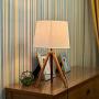 MOTINI 21'' Tripod Table Lamp Modern Besides Desk Lamp Bamboo with White Fabric Shade for Bedroom Study Livingroom End Table Light UL Listed