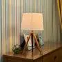 MOTINI 21'' Tripod Table Lamp Modern Besides Desk Lamp Bamboo with White Fabric Shade for Bedroom Study Livingroom End Table Light UL Listed