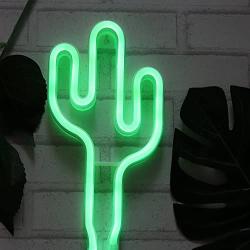 Cactus Neon Light Wall Decor Neon Signs for Bedroom Kids with Table Stand Battery and USB Powered Night Light Home Decoration (NECAC)