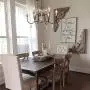OSAIRUOS Retro French Chandelier White Distressed Wood Rust Metal Arms Candle Style Chandeliers 6 Lights for Living Dining Room W27.6 Bonus Bulbs