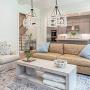 Farmhouse Chandelier, 4-Light White Wood Chandelier, Drum Chandelier for Kitchen Island, Dining Room, 20'' Diameter