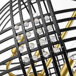 Maxax Crystal Chandeliers 4 Lights Pendant Lighting for Dining Room, Living Room, Foyer, Lobby, Hallway(4 Light Black&Gold)