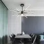 Modern LED Chandeliers,Garwarm 8-Lights Sputnik Pendant Lighting,Flush Mount Ceiling Hanging Lamp Fixture for Bedroom Livingroom Dinning Room,Black+Gold