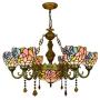 Errzom Tiffany Style Large Chandelier Light, 6 Arms Stained Glass Shade Ceiling Pendant Light Fixture Antique Rustic Chandelier Lamp for Dining Room Living Room,Hummingbird