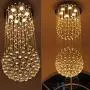 LED Modern Contemporary Flush Mount Ceiling Chandelier Lighting Rain Drop Double Large Crystal Balls Cylinder Pendant Chandelier Ceiling Light Fixture Lamp for Dining Living Room Bedroom Kitchen Foyer
