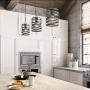 LNC Pendant Lighting for Kitchen Island, Rustic Farmhouse Pendant Light for Dining Room with Dark Silver Painted Finish, W 7'' x H 12''
