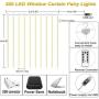 LiyuanQ 300 LED Window Curtain Fairy Lights USB Plug in Curtain String Lights 8 Modes Remote Control Twinkle Lights LED Silver String Lights for Indoor Wedding Party Garden Bedroom Decor (Cool White)