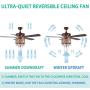 Rustic Ceiling Fan with Crystal Light Home Indoor Quiet Fan Light Reversible Wood Blades Ceiling Fan Chandelier Bedroom Living Room Family Ideal Crystal Fan Light, New Bronze, 52-Inch