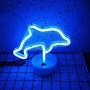 ENUOLI Dolphin Gifts Decor Dolphin Light Night Sign LED Lamp Neon Marquee Battery USB Operated Table LED Lights Table Decoration Girls Bedroom Living Room Christmas Party as Kids Gift(Blue Dolphin)