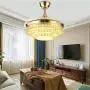 42''Crystal Invisible Ceiling Fans with Lights and Remote,Retractable 3-Color 3-Speed LED Silent Modern Fan Chandelier Lighting for Decorative Living Room (Gold) 42''Crystal Invisible Ceiling Fans with Lights and Remote,Retractable 3-Color 3-Speed LED Silent Modern Fan Chandelier Lighting for Decorative Living Room (Gold)