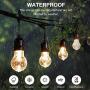 3-Color in 1 Outdoor LED String Lights with Remotes, 48FT Dimmable LED Edison String Light Waterproof, Warm White Daylight White Shatterproof Patio Light String for Café Bistro Pergola Backyard Garden