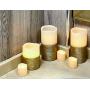 Furora LIGHTING LED Flameless Candles with Remote Control, Set of 8, Real Wax Battery Operated Pillars and Votives LED Candles with Flickering Flame and Timer Featured - Gold Trim