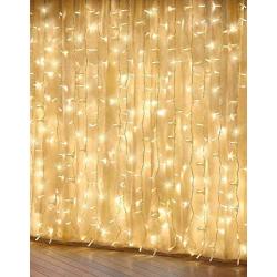 Curtain Lights, GLIME Window Curtain String Lights, 8 Modes with Remote & Timer 2/4/6/8h Fairy String Lights for Bedroom Wedding Party Christmas Outdoor Indoor Wall Decoration USB (Warm White)