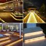 SURNIE Waterproof Rope Lights Outdoor 150ft Flat Strip Led Lights 110V Warm White Led Rope Lighting Cuttable Connectable, for Deck Patio Backyards Indoor Outside Decorative Lighting