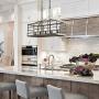 Farmhouse Chandelier for Dining Room, Rectangle 5-Light Kitchen Island Lighting, Faux Wood Finish