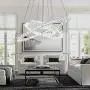 Moooni Round Ring Crystal Chandelier Lighting LED Hanging Pendant Light for Dining Rooms Living Rooms (11.8-19.7 - 27.6 Inches) Chrome