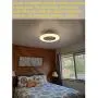 DLLT LED Remote Ceiling Fan with Light Kit-40W Modern Dimmable Ceiling Fan Lighting, 7 Invisible Blades Ceiling Fans, 23 Inch Ceiling lighting Fixture Flush mount, 3 Color Changeable, 3 Files, Timing