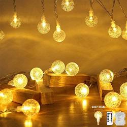 Battery Operated Globe String Lights,Water Proof 33 FT 80 LED Crystal Ball String Lights 8 Modes With Remote Control ,Indoor Outdoor LED Fairy Lights for Home, Christmas, Party Patio, Warm White