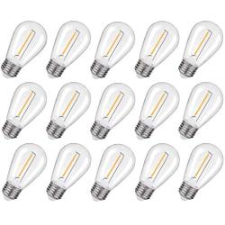 EMITTING Shatterproof & Waterproof S14 Replacement LED Light Bulbs –1W Equivalent to 10W, White Warm 2200K Outdoor String Lights Vintage LED Bulbs, E26 Base Edison LED Light Bulbs (S14-15PACK)