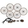 TFCFL 6-Light Wagon Wheel Chandelier, Farmhouse Retro Pendant Lighting with 6 Wheels for Cabin Kitchen Island Dining Room Bedroom and Foyer E27 Socket (Bronze)