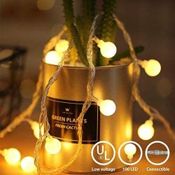 Ball-Shaped String Light, 49ft 100 LED Warm White Waterproof Decorative Fairy String Lights String for lndoor and Outdoor, with Infrared Remote Control, 30V Low Voltage Transformer, Expandable