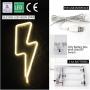 Lightning Bolt Neon Signs Lights for Bedroom Battery or USB Powered Warm White Art LED Decorative Lights with Base Night Lights Indoor for Living Room Office Christmas Party Decoration