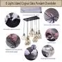 SAM Vintage Kitchen Chandelier, 8-Lights Island Cognac Glass Cluster Pendant Chandelier Antique, Antique Black Finish Ceiling Lights for Dining Room, Cafe, Antique Black Glass Light (Black Rectangle)