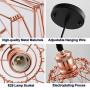 Modern Geometric Pendant Light 2 Pack Small Rose Gold Pendant Hanging Light Fixture with Deformable Lampshade, Metal Cage Pendant Lighting DIY Hanging Lamp for Hallway Kitchen Restaurant Bedroom