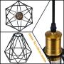 Wire Cage Pendant Light Plug in Light Fixture with On/Off Switch Diamond Shape Hanging Lamp with Vintage Bronze Socket Swag Lighting for Kitchen Island Dining Room Bar Counter (Black, 1 Light)