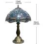 Tiffany Lamp W12H18 Inch Tall Sea Blue Stained Glass Dragonfly Crystal Style Shade Accent Antique Bedside End Table Desk Reading Light S147 WERFACTORY Lamps Living Room Bedroom Study Art Crafts Gifts