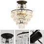 Black Crystal Chandelier Semi Flush Mount Ceiling Light Fixture 5 -Lights for Living Room Breakfast Room Dining Room Bedroom