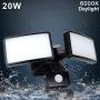 DLLT LED Motion Sensor Flood Light Outdoor-20W Pir Sensitive Security Lights Wall Fixture Lamps Waterproof Floodlight for Garage Yard Patio Pathway Porch Entryways-Daylight White with US Plug in DLLT LED Motion Sensor Flood Light Outdoor-20W Pir Sensitive Security Lights Wall Fixture Lamps Waterproof Floodlight for Garage Yard Patio Pathway Porch Entryways-Daylight White with US Plug in