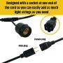 Outdoor String Lights - 48-Foot Black String Lights with 15 Hanging E26 Bulbs - UL Listed - Water Resistant and Heavy Duty Porch, Bistro, Yard, or Patio Lights - Easy to Install and to Extend