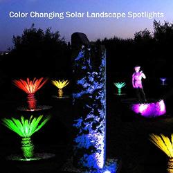 OSORD Solar Lights Outdoor, Waterproof 18 LED Multicolor Solar Landscape Spotlights Garden Decorative Lighting Color Adjustable Auto Changing Solar Landscape Lights for Pathway Yard Patio Lawn 2 Pack