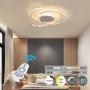 LED Bedroom Light Modern Chic Design Flush Mount Ceiling Lamp Dimmable Acrylic Panel Unique Minimalist Livingroom Pendant Light with Remote Control Dining Room Kitchen Island Office Hanging (White)