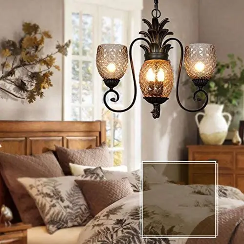 Wall lamp Pineapple Lamp American Style Chandelier Living Room Lamp Dining Room Lamp Master Bedroom Lamp Country Retro Pastoral Wrought Iron 3 Chandeliers, 5 Chandeliers, 8 Chandeliers, 9 Chandeliers