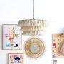 LITFAD 3-Tier Fringe Girls Room Hanging Lamp Hand-Weaving Rope Single Modernist Pendant Ceiling Light Creative Pendant Light Chandelier in Beige for Living Room Dining Room Bedroom