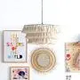 LITFAD 3-Tier Fringe Girls Room Hanging Lamp Hand-Weaving Rope Single Modernist Pendant Ceiling Light Creative Pendant Light Chandelier in Beige for Living Room Dining Room Bedroom
